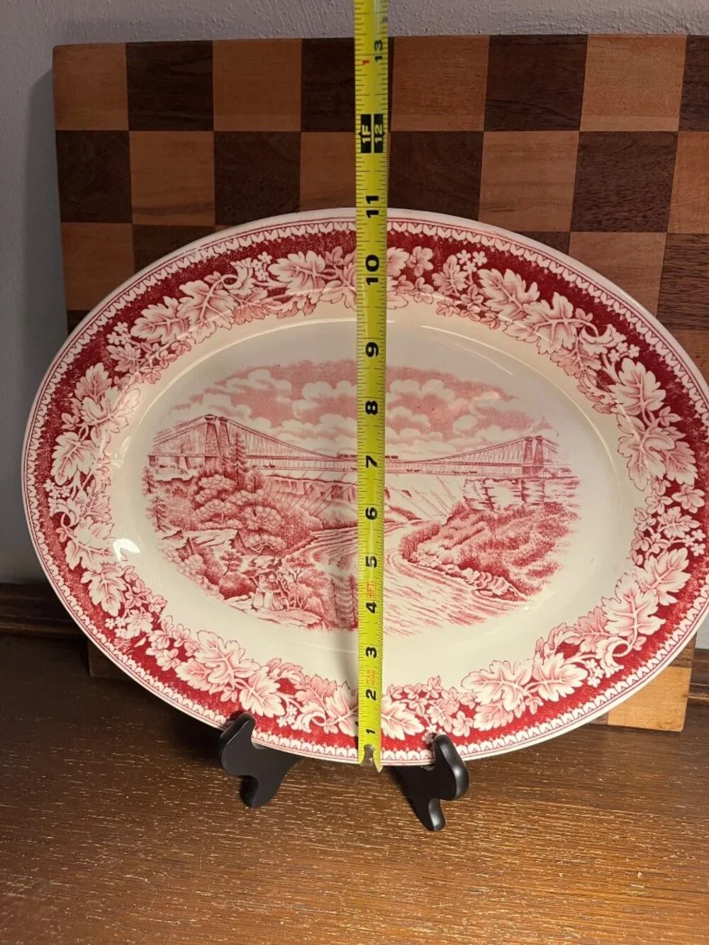 Currier and Ives Suspension Bridge Niagara Falls Oval Platter A754